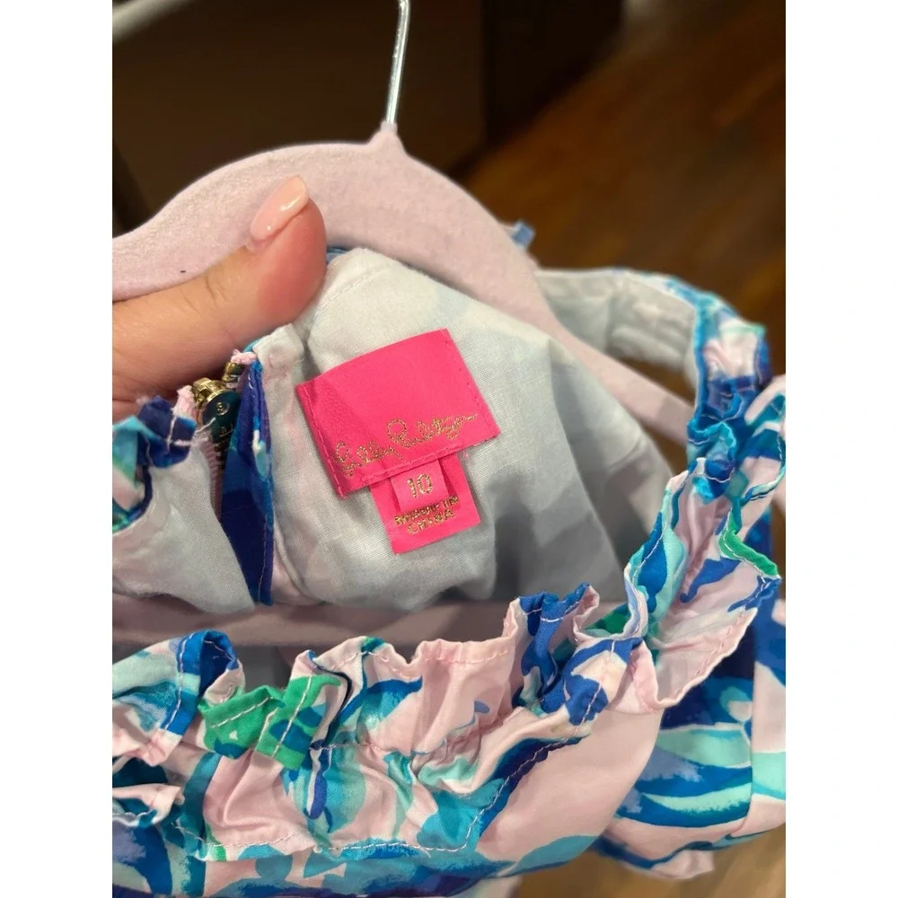 Lilly Pulitzer Girls Size 10‎ Georgina Dress Pink Tropics Floral Party Colorful
